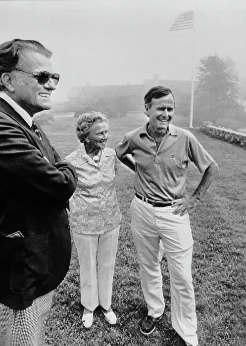 Framed Print : Evangelist Billy Graham, Dorothy Walker Bush, and George Bush Framed Print : Evangelist Billy Graham, Dorothy Walker Bush, and George Bush