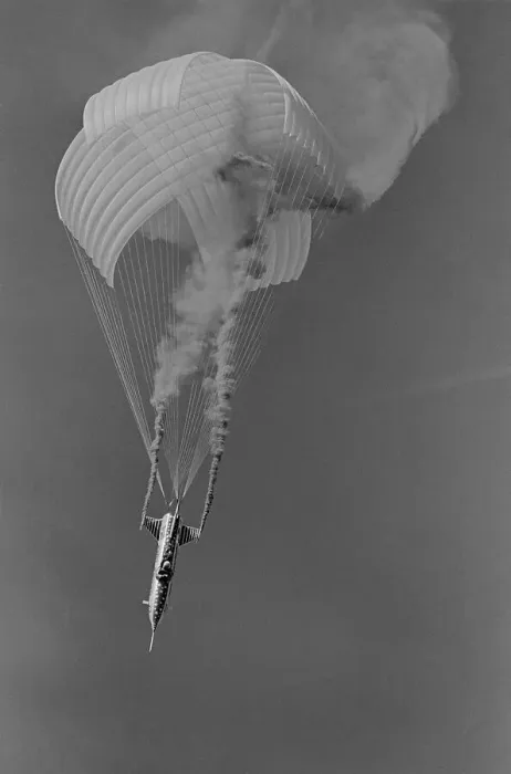 Framed Print : Evel Knievel Flying Rocket with Parachute Framed Print : Evel Knievel Flying Rocket with Parachute