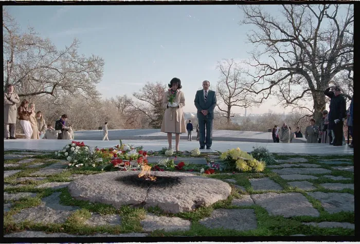 Framed Print : Evelyn Lincoln Paying Respects at Grave Framed Print : Evelyn Lincoln Paying Respects at Grave
