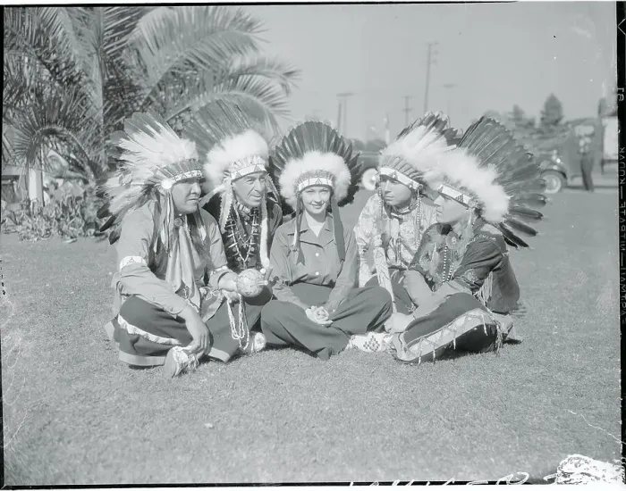Framed Print : Evelyn Venable with Indian Chiefs After Joining Alliance Framed Print : Evelyn Venable with Indian Chiefs After Joining Alliance