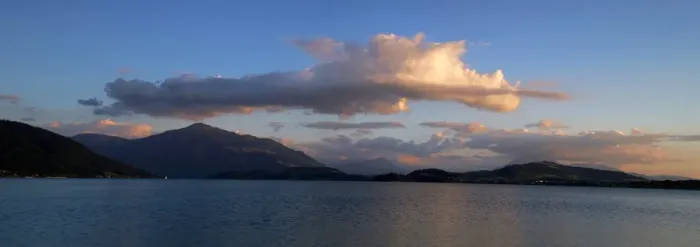 Framed Print : Evening at Lake Zug with the mountains Pilatus and Rigi at back, Zug, Switzerland, Europe