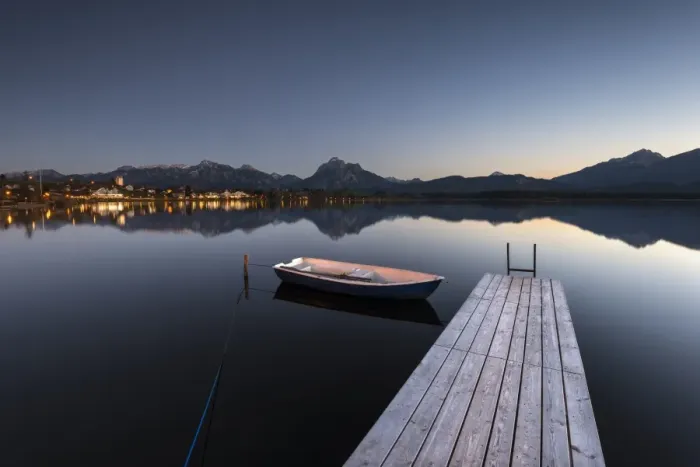 Framed Print : Evening light at Hopfensee Lake with jetty and rowing boat, Allgaeu Alps at back, Fuessen, Ostallgaeu region, Allgaeu, Bavaria, Germany, Europe Framed Print : Evening light at Hopfensee Lake with jetty and rowing boat, Allgaeu Alps at back, Fuessen, Ostallgaeu region, Allgaeu, Bavaria, Germany, Europe