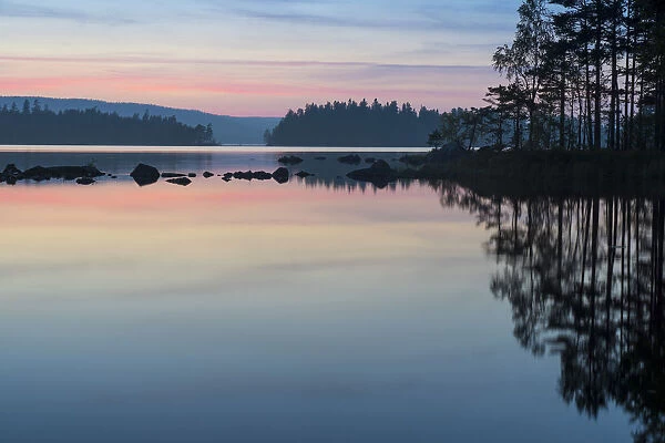 Evening mood in the Glaskogen nature reserve, Buvattnet, Lenungshammar, Varmland, Sweden