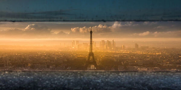 evening view of Paris through windows