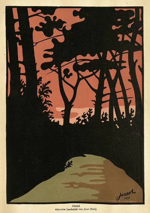 Framed Print : Evening, Woodland, Trees, Sunset, Art Nouveau landscape, History 19th Century Framed Print : Evening, Woodland, Trees, Sunset, Art Nouveau landscape, History 19th Century