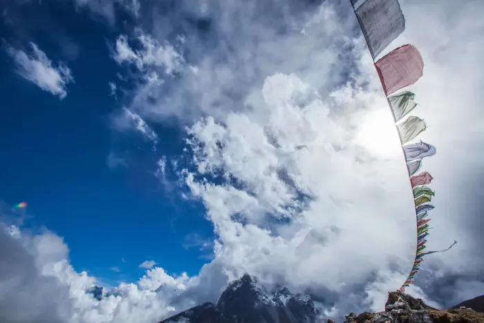 Framed Print : Everest base camp trek, Himalayas, Nepal, prayer flags, Colour Image, Color Image