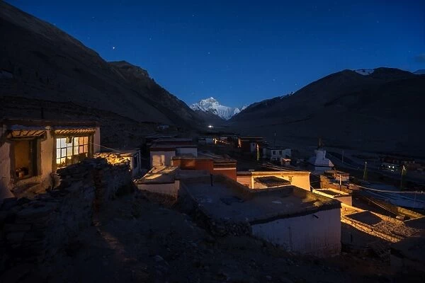 Everest Peak from Rongbuk Village, Tibet, China