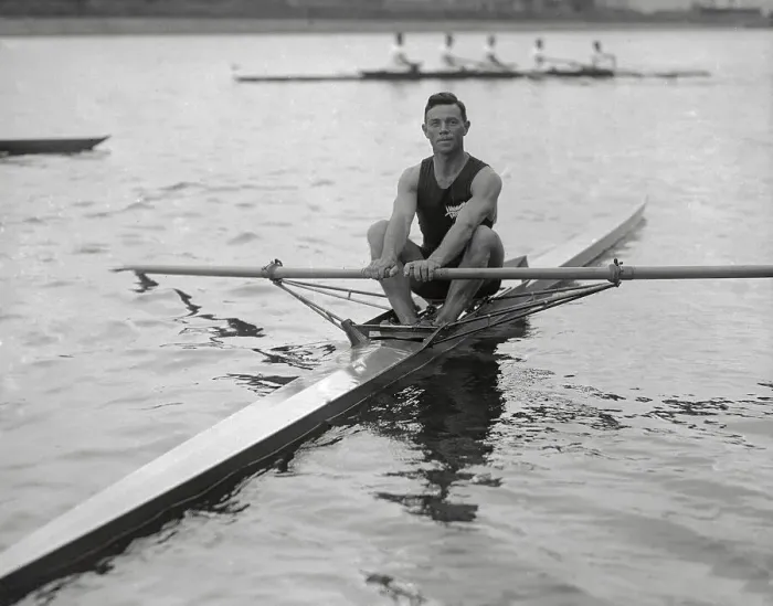 Framed Print : Evert Eyken of Holland Winning Two Heat Singles at Antwerp Olympics Framed Print : Evert Eyken of Holland Winning Two Heat Singles at Antwerp Olympics