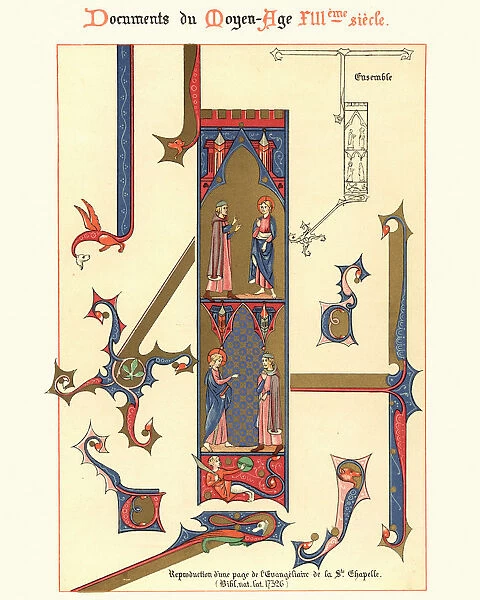 Examples of Medieval decorative art from illuminated manuscripts 13th Century