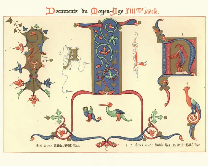 Framed Print : Examples of Medieval decorative art from illuminated manuscripts 13th Century Framed Print : Examples of Medieval decorative art from illuminated manuscripts 13th Century