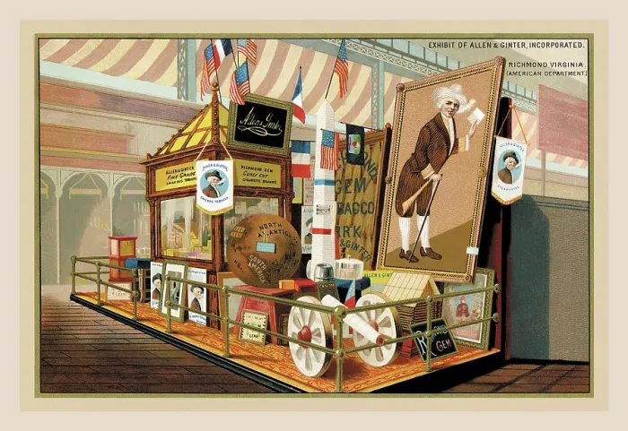 Framed Print : Exhibit of Allen and Ginter, Inc. at the Paris Exhibition, 1889 Framed Print : Exhibit of Allen and Ginter, Inc. at the Paris Exhibition, 1889