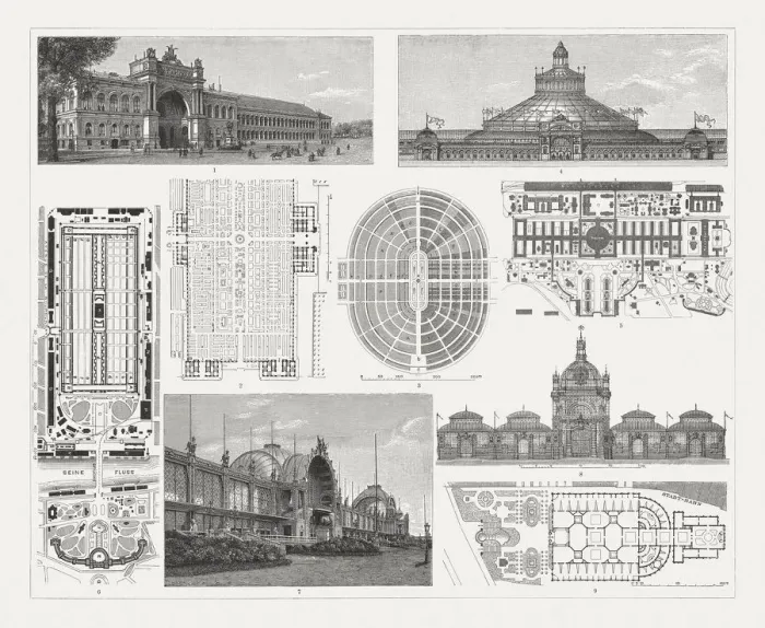 Framed Print : Exhibition buildings to world exhibitions in the 19th century Framed Print : Exhibition buildings to world exhibitions in the 19th century