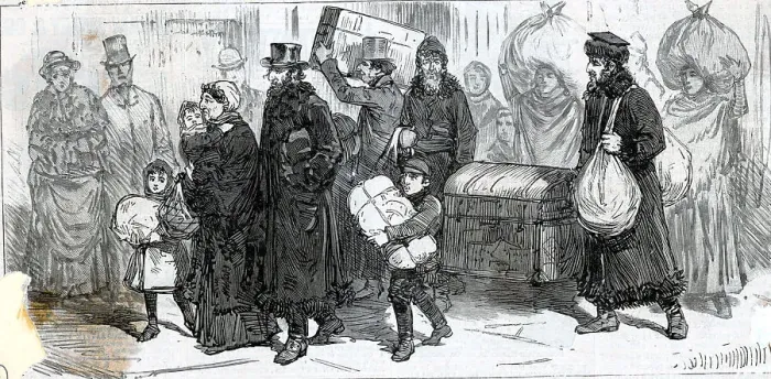 Framed Print : Exiles From Russia, First Day In Ny