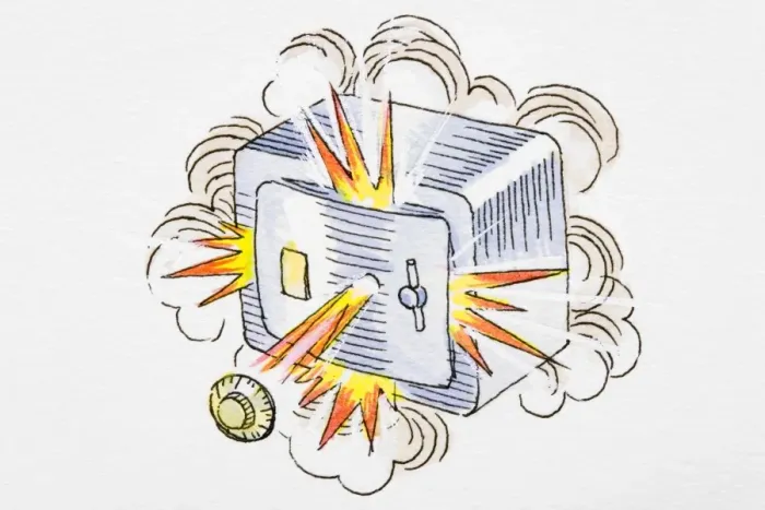 Framed Print : Exploding safe Framed Print : Exploding safe