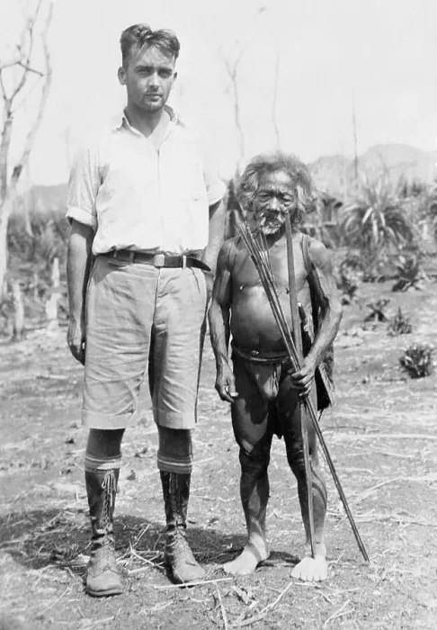 Framed Print : Explorer Carl N. Taylor Posing with Pygmy Chief Framed Print : Explorer Carl N. Taylor Posing with Pygmy Chief