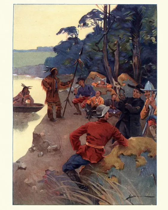 Framed Print : Explorers on the Shores of the Saint Lawrence River Framed Print : Explorers on the Shores of the Saint Lawrence River