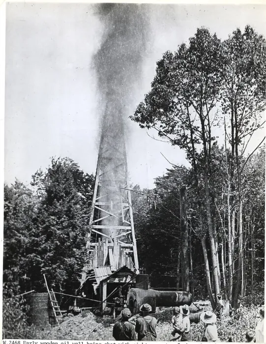 Framed Print : Explosion At Early Oil Well Framed Print : Explosion At Early Oil Well
