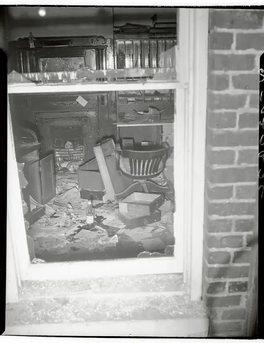 Framed Print : Explosive Torn Office of Tennessee Sheriff