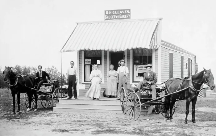 Framed Print : Exterior Of A Grocery Store In 1890 Framed Print : Exterior Of A Grocery Store In 1890