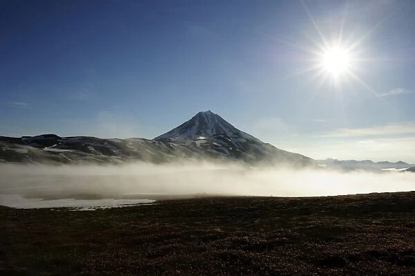 The extinct Tolmachev Dol volcano in the morning light, Kamchatka Peninsula, Russia
