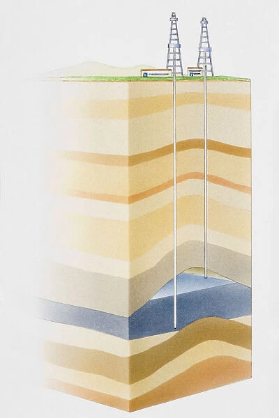 Extracting oil and gas, cross section