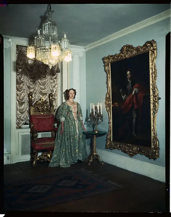 Framed Print : Extravagantly Dressed Iris Mountbatten Standing in Hallway Framed Print : Extravagantly Dressed Iris Mountbatten Standing in Hallway