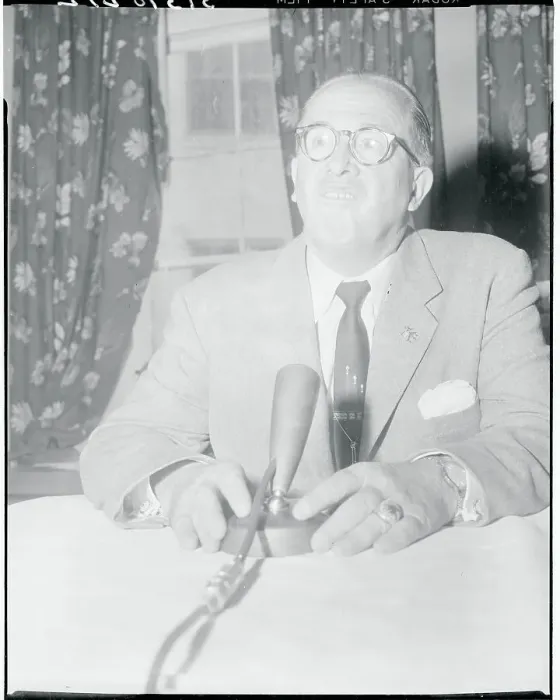 Framed Print : Ezra Benson Speaking at a Press Conference