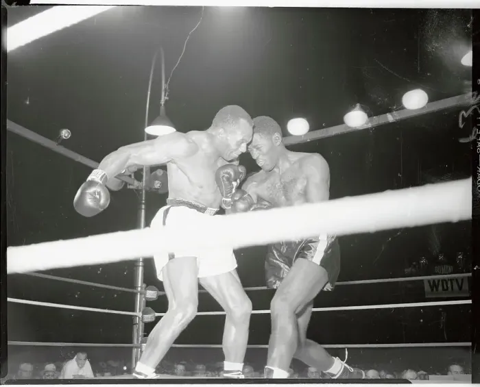 Framed Print : Ezzard Charles and Jersey Joe Walcott Boxing