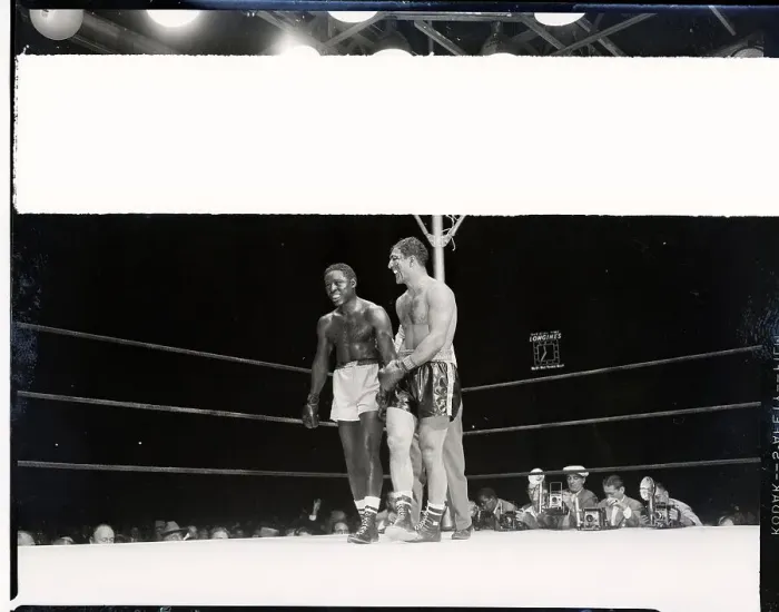 Framed Print : Ezzard Charles Stands with Rocky Marciano Framed Print : Ezzard Charles Stands with Rocky Marciano
