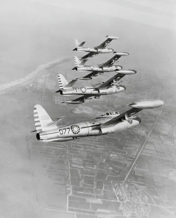 Framed Print : F-84 Fighter Bombers Flying in Sky Framed Print : F-84 Fighter Bombers Flying in Sky