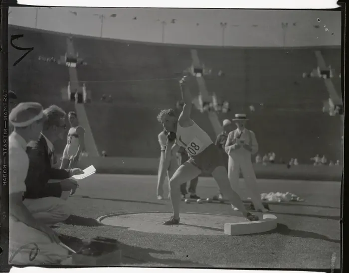 Framed Print : F. Douda in Shot Put Action Framed Print : F. Douda in Shot Put Action