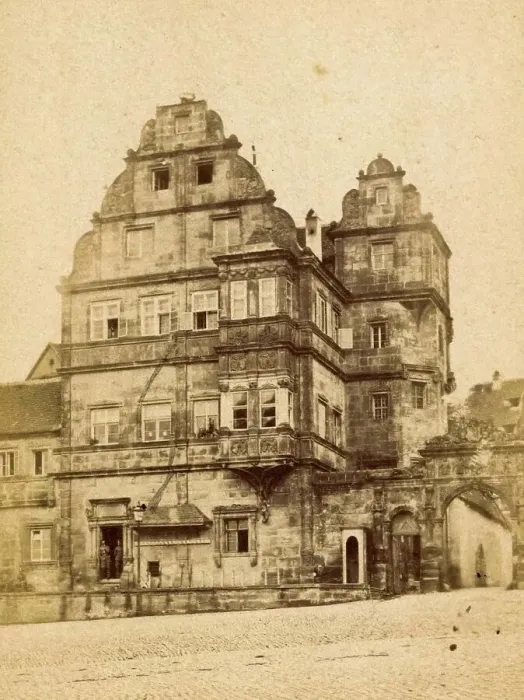 Framed Print : Facade of Alte Hofhaltung in Bamberg, c. 1860, Franconia, Bamberg, Germany, Historic, digitally restored reproduction from a 19th century original Framed Print : Facade of Alte Hofhaltung in Bamberg, c. 1860, Franconia, Bamberg, Germany, Historic, digitally restored reproduction from a 19th century original