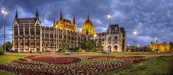Facade of the Hungarian House of Parliament in Budapest