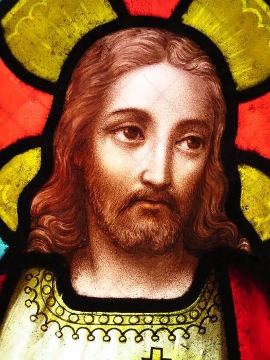 Framed Print : The face of Jesus Christ on an antique stained glass window Framed Print : The face of Jesus Christ on an antique stained glass window
