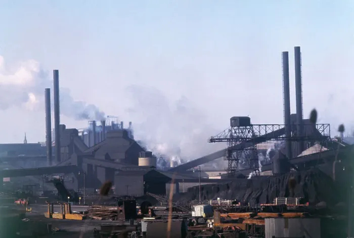Framed Print : Factory Buildings Smoking from Pipes Framed Print : Factory Buildings Smoking from Pipes