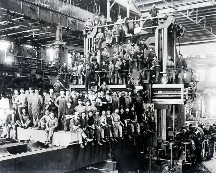 Framed Print : Factory Floor Showing Workers Framed Print : Factory Floor Showing Workers