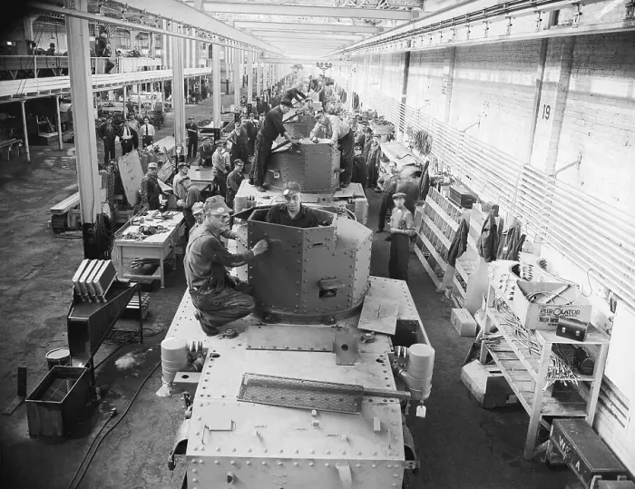 Framed Print : Factory Producing Tanks for WWII Framed Print : Factory Producing Tanks for WWII