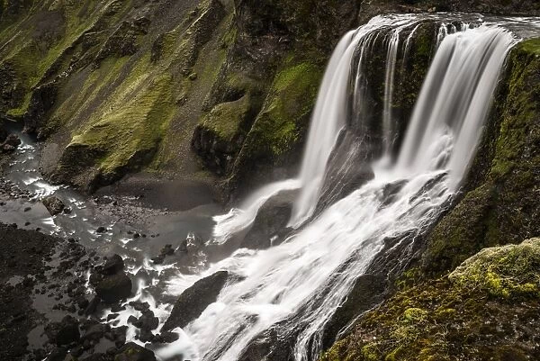 Fagrifoss waterfall, river Geirlandsa, Lakagigar region, Vatnajokull National Park, highlands, Iceland
