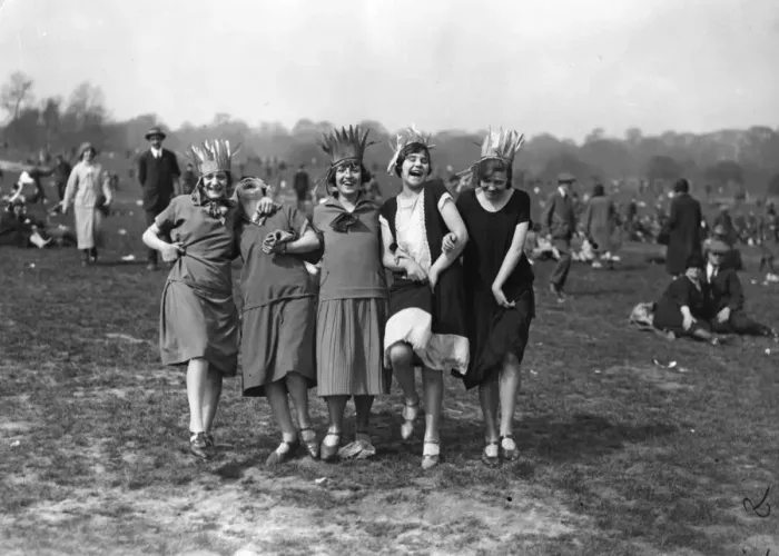Framed Print : Fair Fun. circa 1926: A group of girls in holiday mood dancing at a fun Framed Print : Fair Fun. circa 1926: A group of girls in holiday mood dancing at a fun