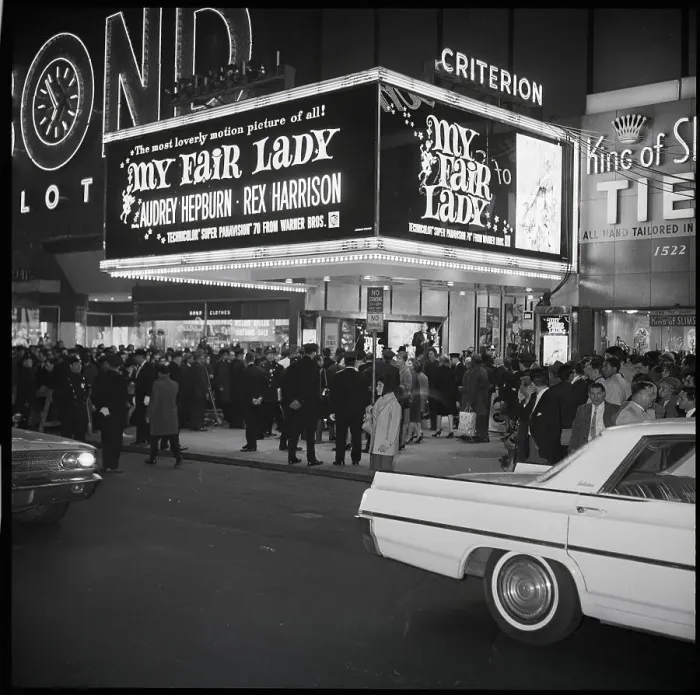 Framed Print : My Fair Lady Premiere--Crowd & Marquis Framed Print : My Fair Lady Premiere--Crowd & Marquis