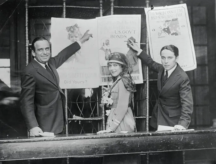 Framed Print : Fairbanks, Pickford, and Chaplin Promote War Bonds Framed Print : Fairbanks, Pickford, and Chaplin Promote War Bonds