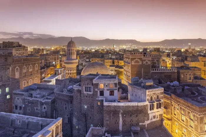 Framed Print : Fairytale sunrise in the old town of Sana a Framed Print : Fairytale sunrise in the old town of Sana a