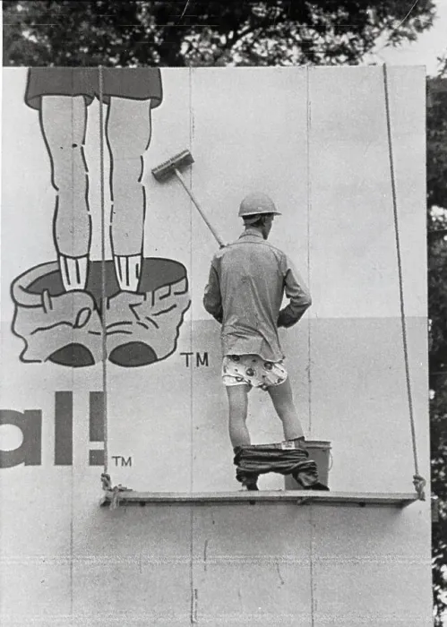 Framed Print : Falling Pants Billboard
