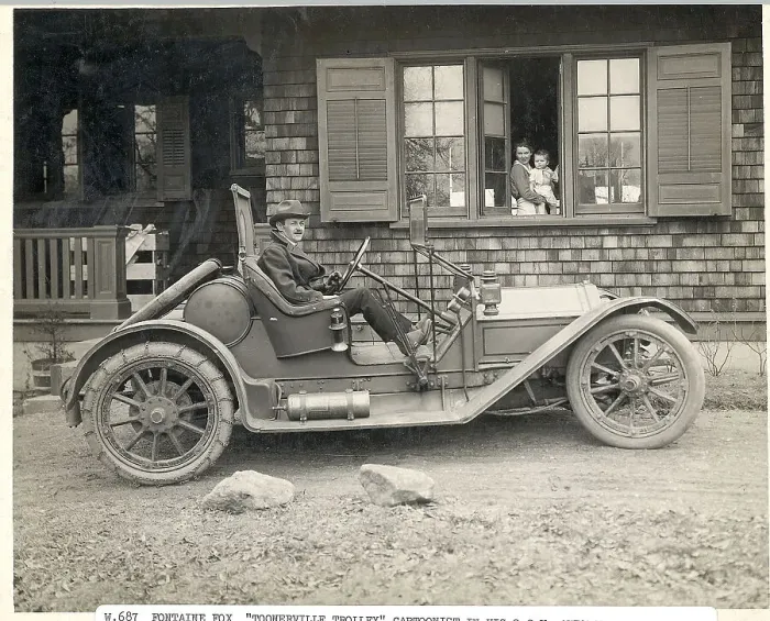 Framed Print : Famed Cartoonist In His Automobile Framed Print : Famed Cartoonist In His Automobile