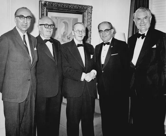 Framed Print : Famed Scientist Posing at Heart Jubilee Dinner