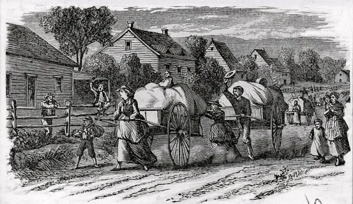 Framed Print : Families Traveling W / Hand-Pulled Carts Framed Print : Families Traveling W / Hand-Pulled Carts