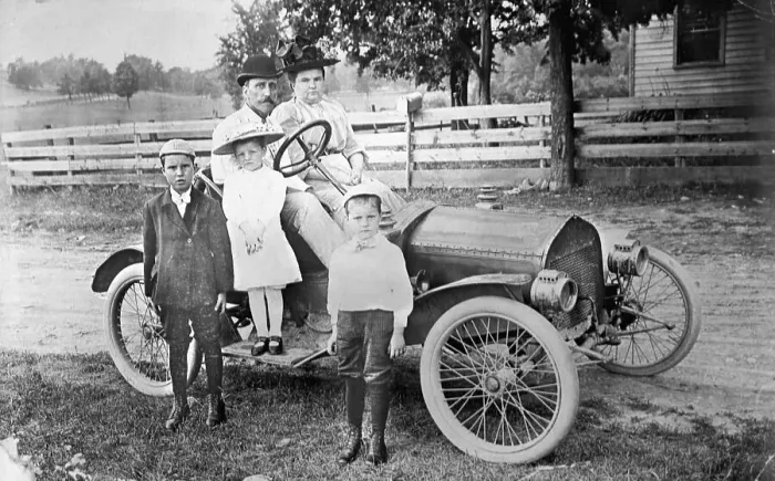 Framed Print : Family with Their Automobile Framed Print : Family with Their Automobile