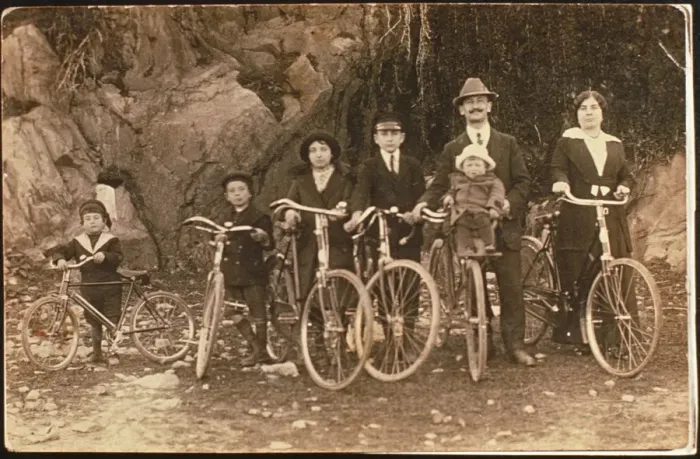 Framed Print : Family on Bicycle Outing Framed Print : Family on Bicycle Outing