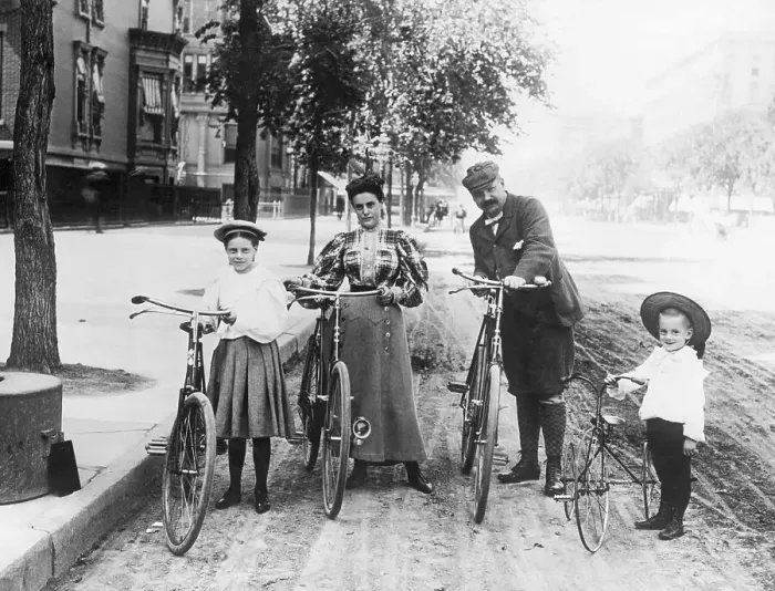 Framed Print : Family on a Bicycle Outing Framed Print : Family on a Bicycle Outing