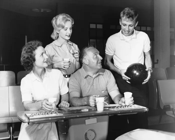 Framed Print : Family at bowling alley Framed Print : Family at bowling alley